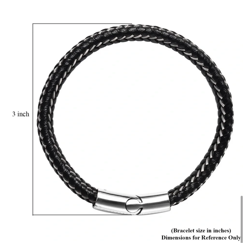 Genuine Leather and Stainless Steel Bracelet